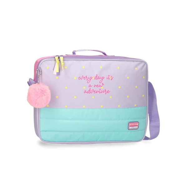 Cartera Escolar Movom New Adventure Vista frontal de la Cartera Escolar Movom New Adventure con diseño en tonos pastel
