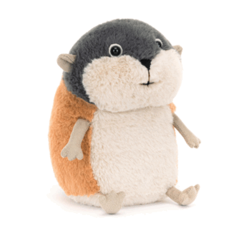 detalle de cara y pelaje suave del peluche lambeth lemming jellycat