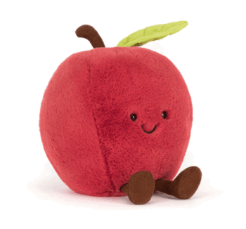 peluche manzana con hoja estilo boina llamado amuseable apple jellycat