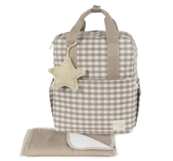 vista frontal en color beige de la Mochila Caetana Sand Walking Mum
