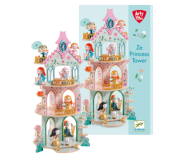 casa de muñecas Ze Princess Tower torre infantil de madera y plástico 3D.