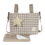 Bolsa Crossbody Caetana Sand Walking Mum con diseño de cuadros beige