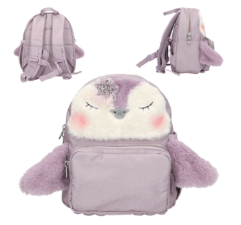 Mochila Pingüino Lila Princess Mimi con diseño de peluche adorable