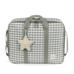 Maleta Caetana Stone Walking Mum verde a cuadros.