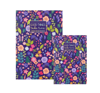 Cuaderno a Rayas Good Things Take Time Legami diseño floral portada morada en dos tamaños