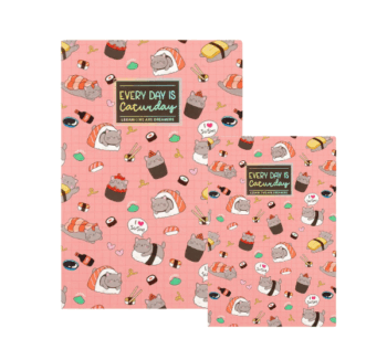 Cuaderno a Rayas Every Day is Caturday Legami con diseño Sushi Cat los dos modelos