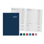 Detalle de la Agenda Básica 2026 con tapa en color azul.