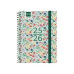 Agenda Secundaria Curso 2025/26 de Flores con diseño floral moderno.
