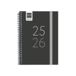Agenda Secundaria Curso 2025/26 Negra con diseño minimalista en color negro.