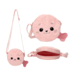 Bandolera Pequeñas de Foca Rosa Princess Mimi con diseño de foca de peluche