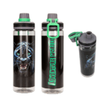 Botella PANTHER de Dino World negra con print de pantera y detalles verdes