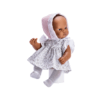 Muñeco Gordi Mulato Vestido Flores Capota Rosa de 28 cm