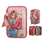 Estuche Triple Lazo LEOHEART de TopModel rosa con estampado animal.
