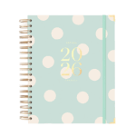 Agenda Diaria 2026 Mint Grande de Charuca con tapa dura mint y lunares con detalles dorados.