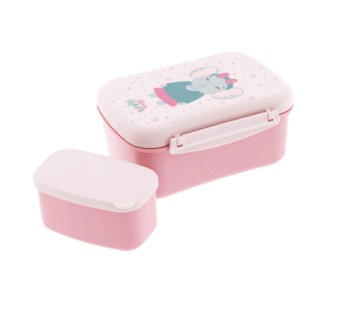 Fiambrera Hermética con Placa de Frío Elefante Rosa cerrada con estampado adorable.