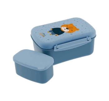 Fiambrera Hermética con Placa de Frío Tigre Azul cerrada con estampado adorable.