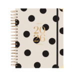 Agenda Diaria 2026 Minimal Grande de Charuca con tapa dura blanca y lunares negros.