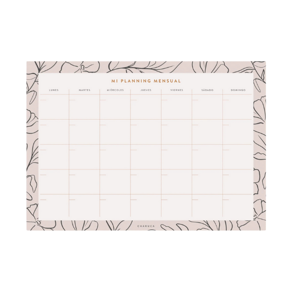 Planificador Mensual Flor Minimal A4 de Charuca Planificador Semanal Flor Minimal A4 de Charuca en tonos nude.