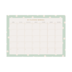 Planificador Mensual Mint A4 de Charuca con diseño en color menta y topos beige.