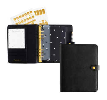 Planner Personal A5 con anillas Black de Charuca en color negro elegante.