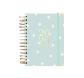 Agenda Diaria 2026 Mint Mediana de Charuca con tapa dura y espiral.