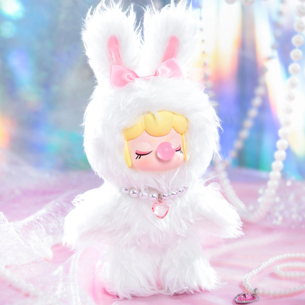 Blind Box Nanci Plush Shinning Bunny de Rolife Detalle de orejas esponjosas y acabado brillante en figura Nanci Bunny.