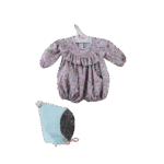 Vestido Pablo Pelele Volante Flores Gorro Verde Mint para muñecos de 43 cm