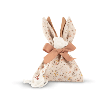 Bolsa Portachupete con Chupete Colección Teresa en bolsa de tul beige con lazo