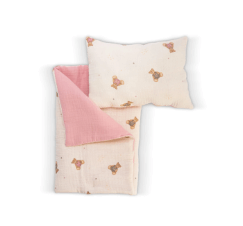 Set Edredón y Almohada Teddy Musa Rosa para muñecos