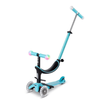 Patinete Micro Mini 4en1 Deluxe LED Azul para niños de 1 a 6 años