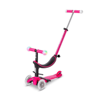 Patinete Micro Mini 4en1 Deluxe LED Rosa para niños de 1 a 6 años