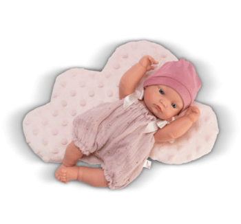 Librerías Campoamor Producto: Gordi con Pelele Rosa y Cojín de Nube Rosa de 28 cm fabricado en España