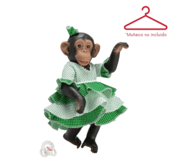 Librerías Campoamor Producto: Vestido de Flamenca Verde para Lola la Chimpancé Reborn de 32 cm