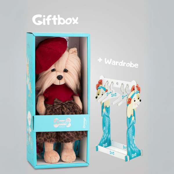 Peluche Lucky Yoyo Mademoiselle 38cm Peluche de colección Lucky Doggy, diseño chic y premium.