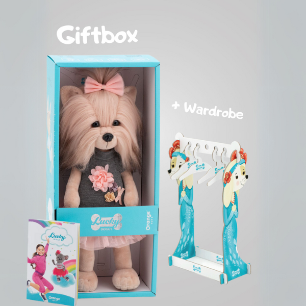 Peluche Lucky Yoyo Rosa de Té 38cm Lucky Doggy de Orange Toys – muñeca articulada de colección.