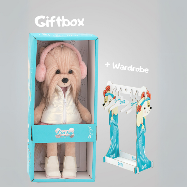 Peluche Lucky Yoyo Sueño Rosa 38cm Muñeca de colección Lucky Doggy con estilo tierno y sofisticado.