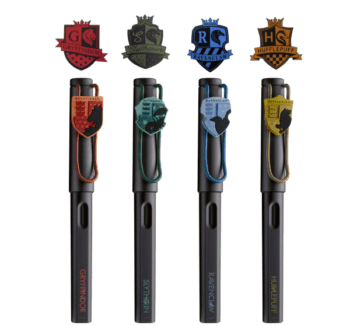 Pluma LAMY x Harry Potter Edición Limitada con los diseños de las 4 casas de Hogwarts.