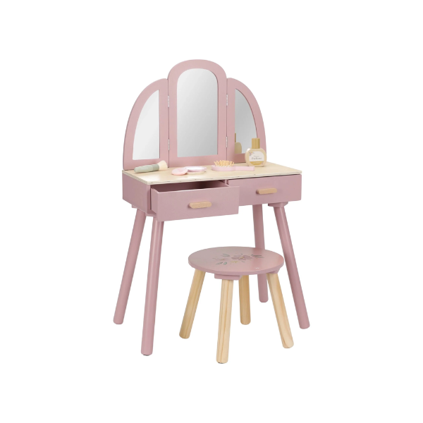 Mueble Tocador de Madera FSC de Little Dutch - Librería Campoamor Tocador infantil rosa de madera sostenible Little Dutch