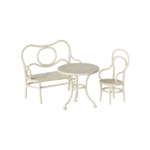 Set de Café con Mobiliario Completo Pequeño en Blanco Hueso Casa Ratón Maileg