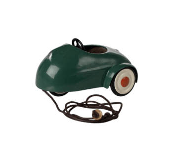 Coche Ratón Verde Oscuro Maileg metálico con cuerda de tiro