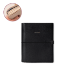 Funda para Journal A5 Stay Focused Negra en cuero vegano con stamping dorado