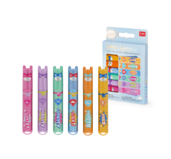 Producto: Set de 6 Mini Subrayadores Teddy's Superpower Legami en colores metálicos
