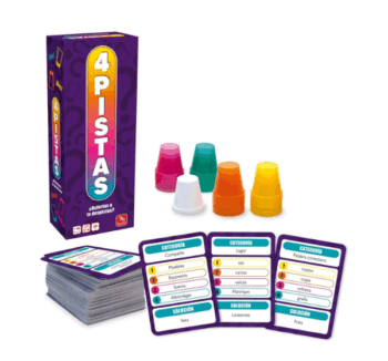 Caja del 4 Pistas Juego de Cartas con componentes del juego
