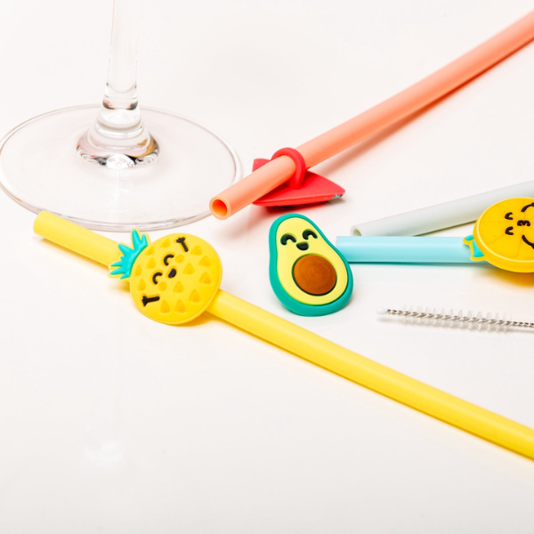 Pajitas Reutilizables Balvi Mr Wonderful (Set de 4) Pajitas reutilizables de silicona Balvi Mr Wonderful