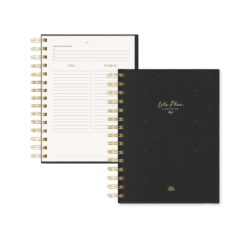 Planner Vida/Trabajo «Let’s Plan» Black Night portada lino con stamping dorado