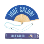 Abanico "Qué Calor" Azul abierto