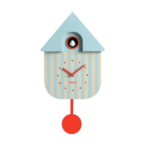 Reloj Cuco Casita Rayas Azul y Beige frontal
