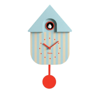 Reloj Cuco Casita Rayas Azul y Beige frontal