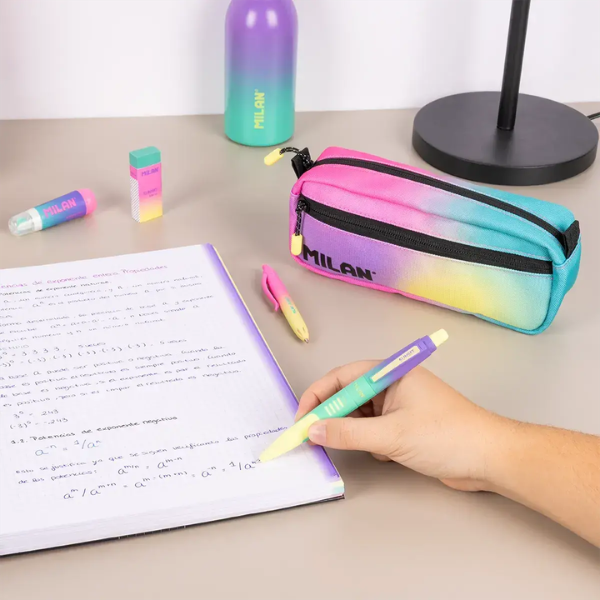 Estuche Portatodo Rectangular 2 Cremalleras Sunset Milan Estuche escolar degradado colección Sunset