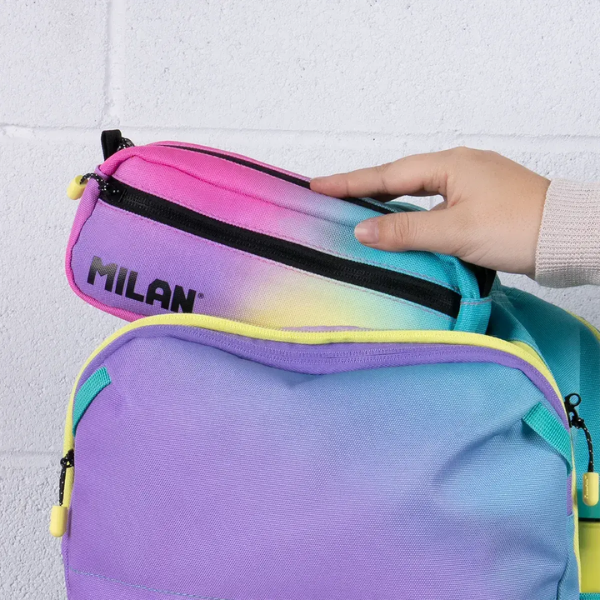 Estuche Portatodo Rectangular 2 Cremalleras Sunset Milan Tiradores de cremallera con cuerda